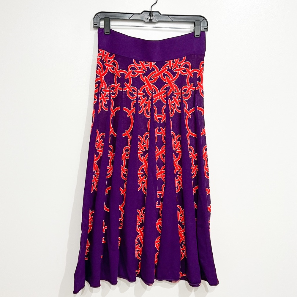NWOT Purple and Red Chain Print A Line Skirt